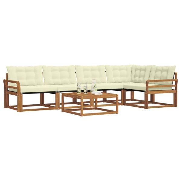Комплект дивани за открито 6 pcs Натурален и Крема