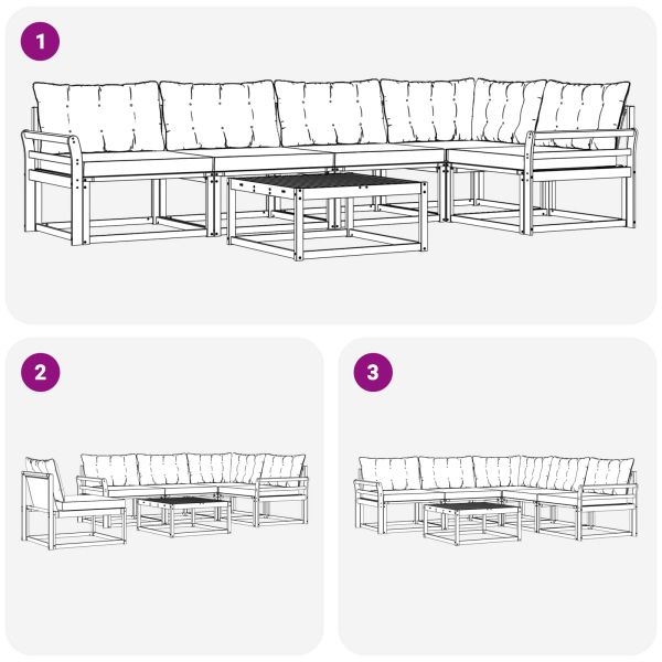 Комплект дивани за открито 6 pcs Естествено и светло сиво