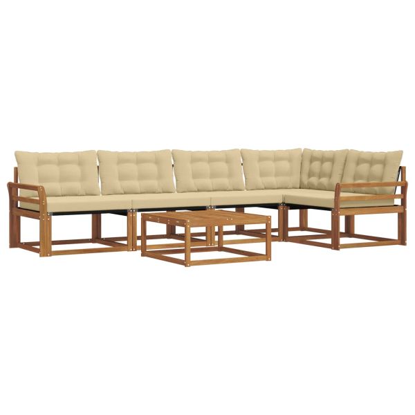 Комплект дивани за открито 6 pcs Натурален и Бежов