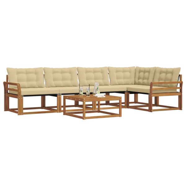 Комплект дивани за открито 6 pcs Натурален и Бежов