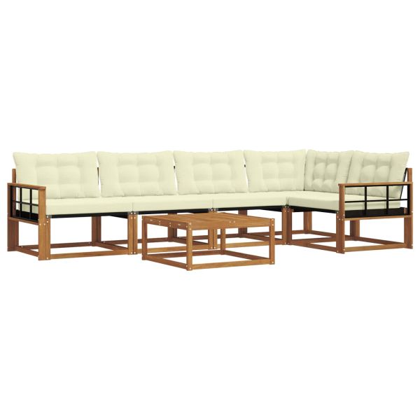 Комплект дивани за открито 6 pcs Натурален и Крема