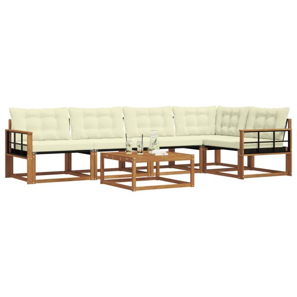 Комплект дивани за открито 6 pcs Натурален и Крема