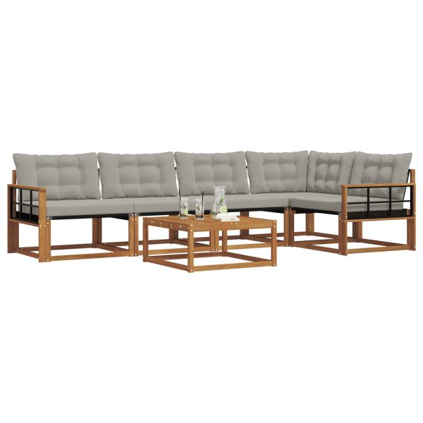 Комплект дивани за открито 6 pcs Естествено и светло сиво