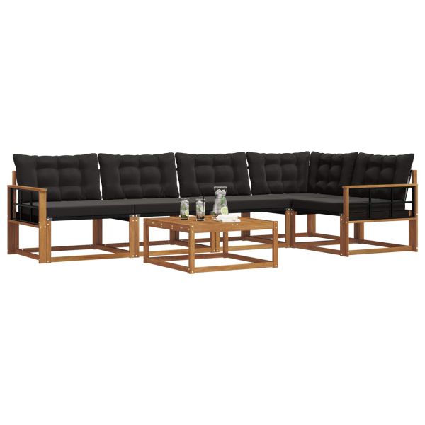 Комплект дивани за открито 6 pcs Естествено и черно