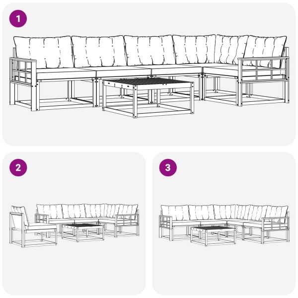 Комплект дивани за открито 6 pcs Естествено и черно