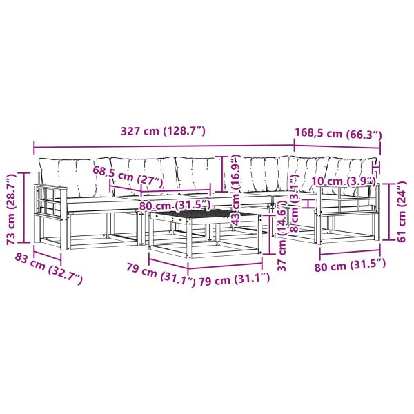 Комплект дивани за открито 6 pcs Естествено и черно