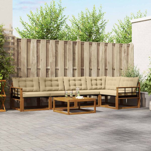 Комплект дивани за открито 6 pcs Натурален и Бежов