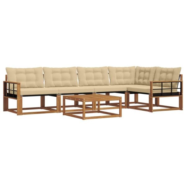 Комплект дивани за открито 6 pcs Натурален и Бежов