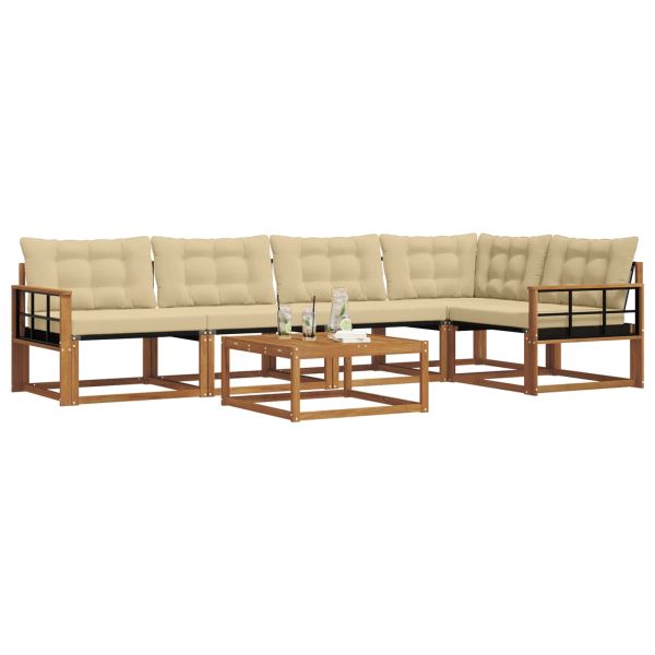 Комплект дивани за открито 6 pcs Натурален и Бежов