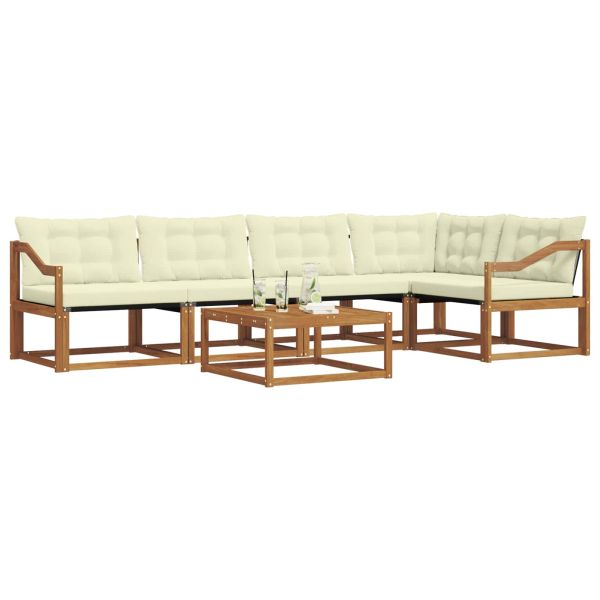 Комплект дивани за открито 6 pcs Натурален и Крема