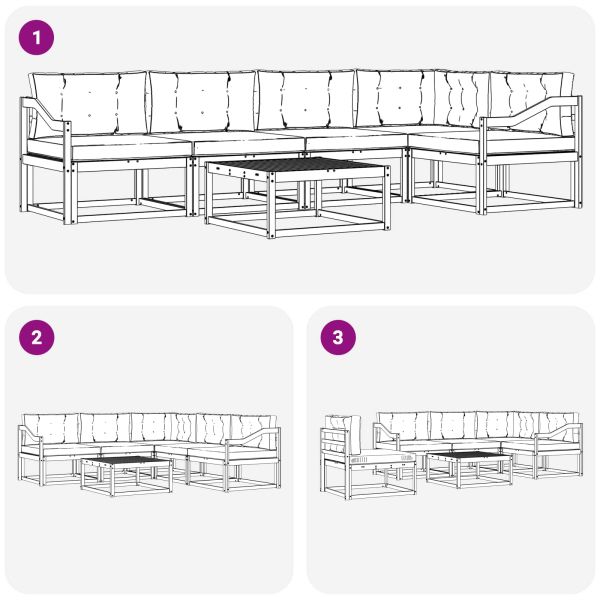 Комплект дивани за открито 6 pcs Естествено и светло сиво