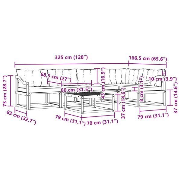 Комплект дивани за открито 6 pcs Естествено и черно