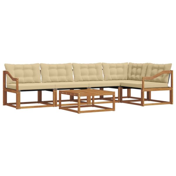Комплект дивани за открито 6 pcs Натурален и Бежов