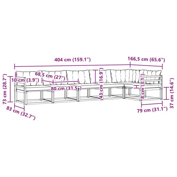 Комплект дивани за открито 6 pcs Натурален и Крема