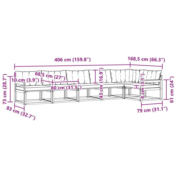 Комплект дивани за открито 6 pcs Естествено и светло сиво