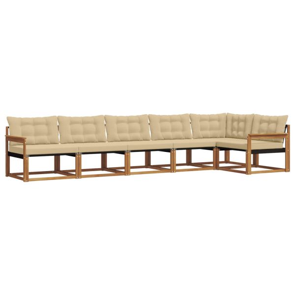 Комплект дивани за открито 6 pcs Натурален и Бежов