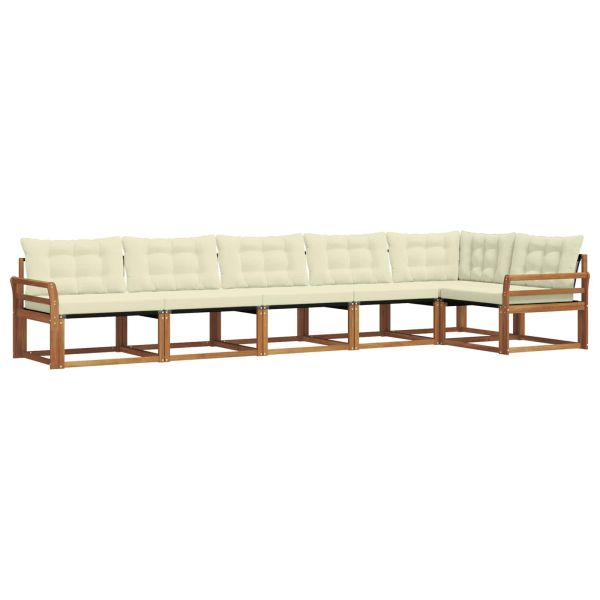 Комплект дивани за открито 6 pcs Натурален и Крема