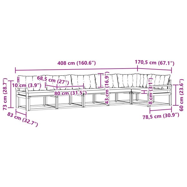 Комплект дивани за открито 6 pcs Естествено и светло сиво