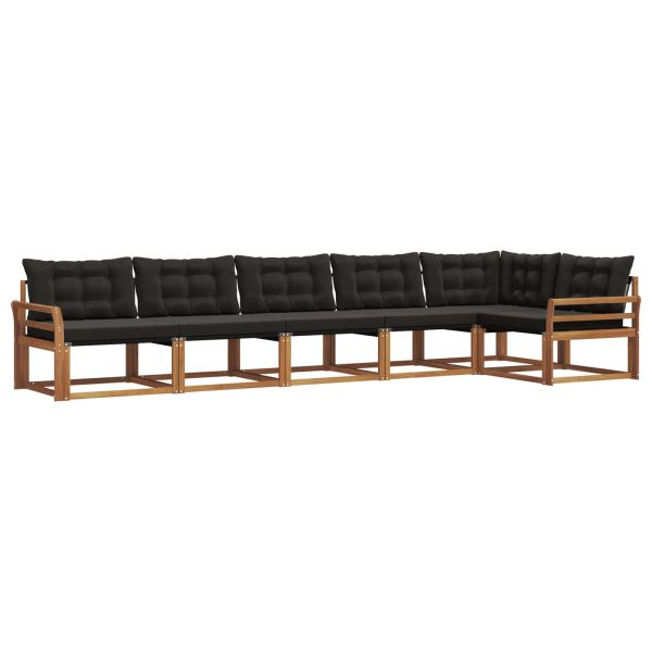 Комплект дивани за открито 6 pcs Естествено и черно