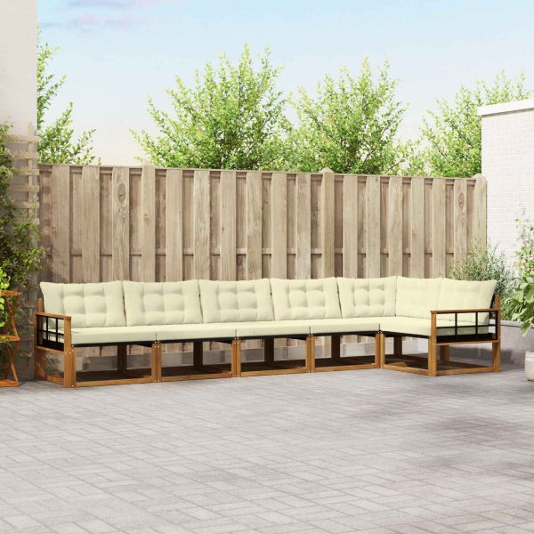 Комплект дивани за открито 6 pcs Натурален и Крема