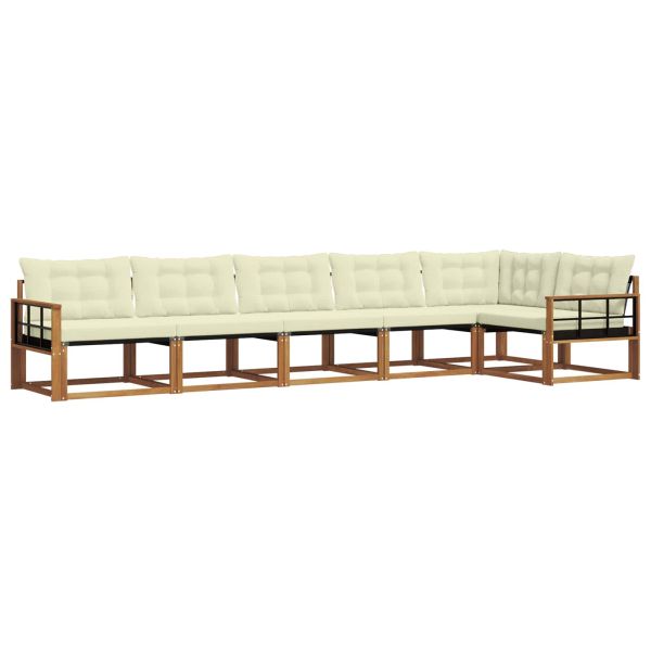 Комплект дивани за открито 6 pcs Натурален и Крема