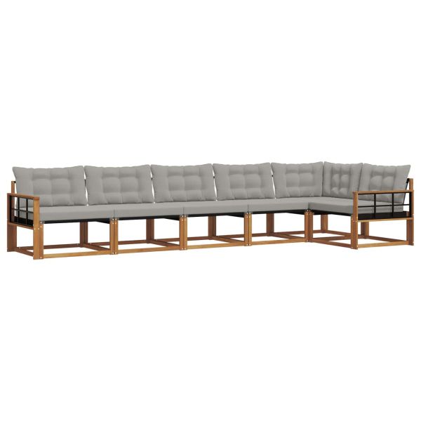 Комплект дивани за открито 6 pcs Естествено и светло сиво