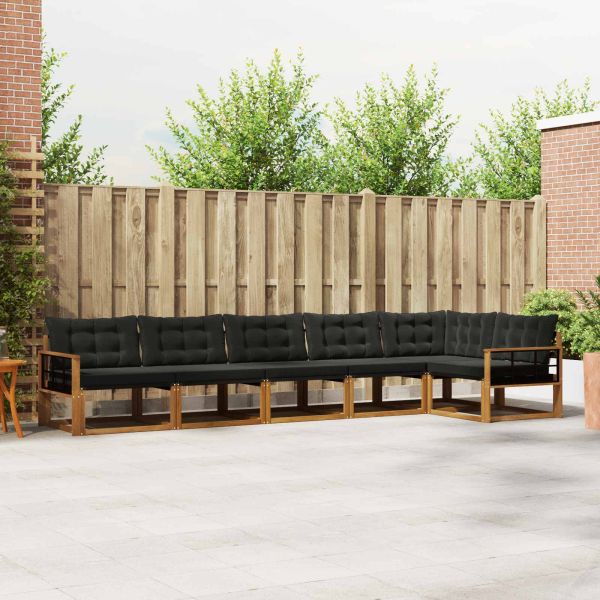 Комплект дивани за открито 6 pcs Естествено и черно