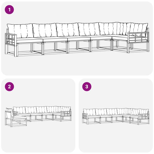 Комплект дивани за открито 6 pcs Естествено и черно