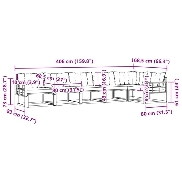 Комплект дивани за открито 6 pcs Естествено и черно