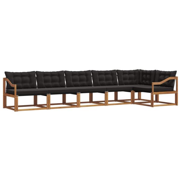 Комплект дивани за открито 6 pcs Естествено и черно