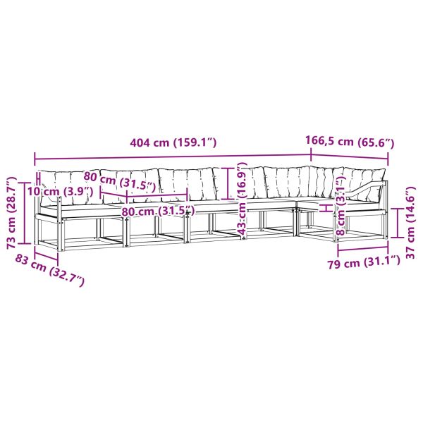 Комплект дивани за открито 6 pcs Естествено и черно