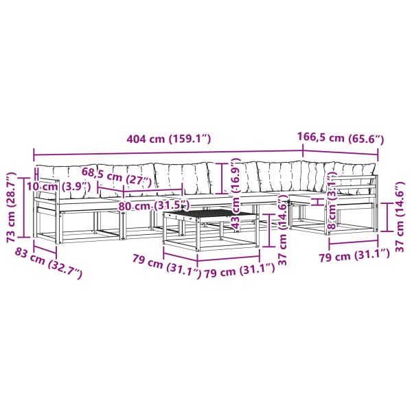 Комплект дивани за открито 7 pcs Натурален и Крема
