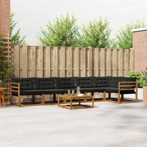 Комплект дивани за открито 7 pcs Естествено и черно