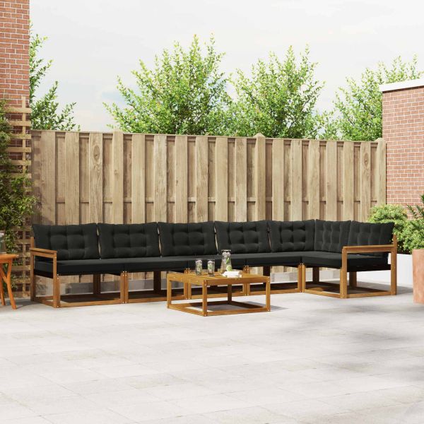 Комплект дивани за открито 7 pcs Естествено и черно