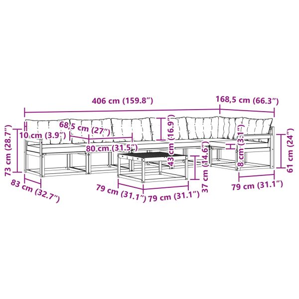Комплект дивани за открито 7 pcs Естествено и черно