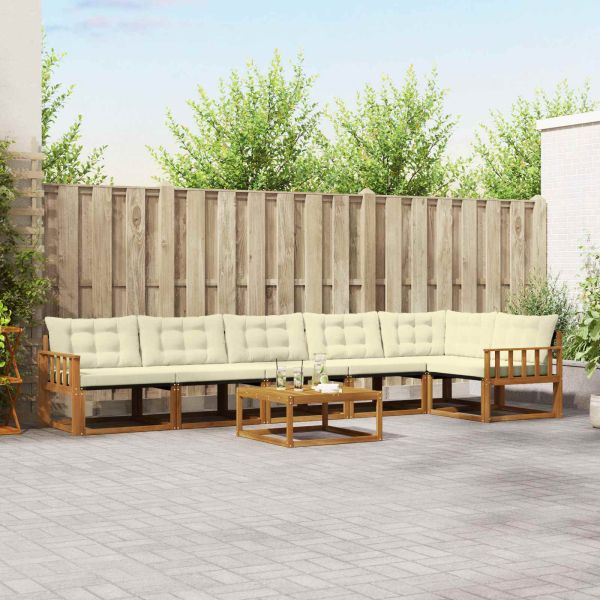 Комплект дивани за открито 7 pcs Натурален и Крема