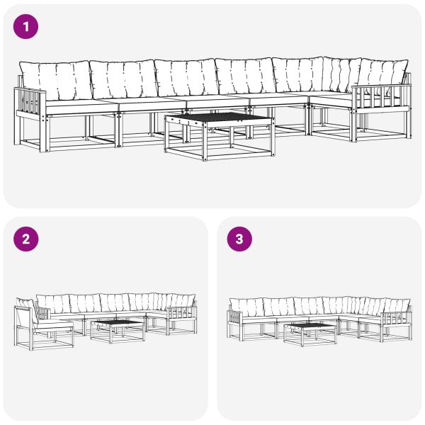 Комплект дивани за открито 7 pcs Натурален и Крема