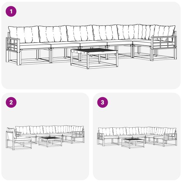 Комплект дивани за открито 7 pcs Натурален и Крема