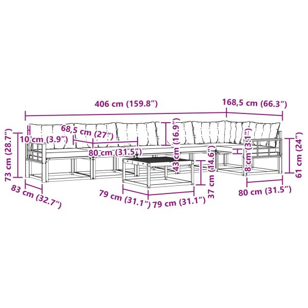 Комплект дивани за открито 7 pcs Естествено и светло сиво