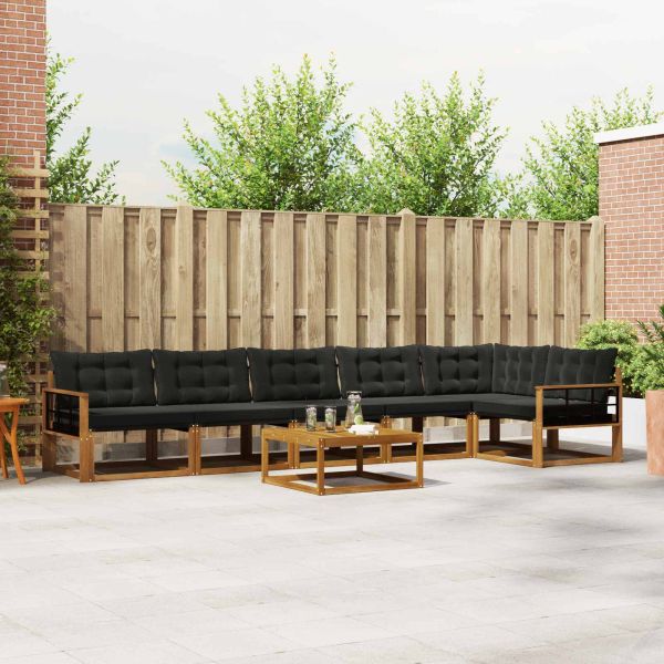 Комплект дивани за открито 7 pcs Естествено и черно