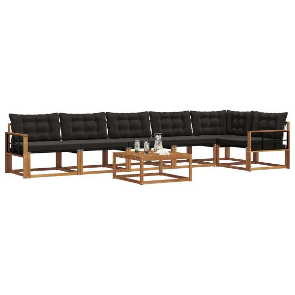 Комплект дивани за открито 7 pcs Естествено и черно