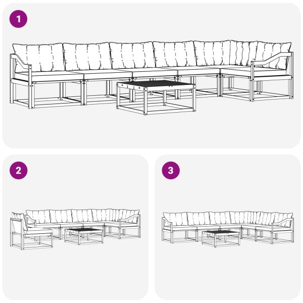 Комплект дивани за открито 7 pcs Естествено и светло сиво