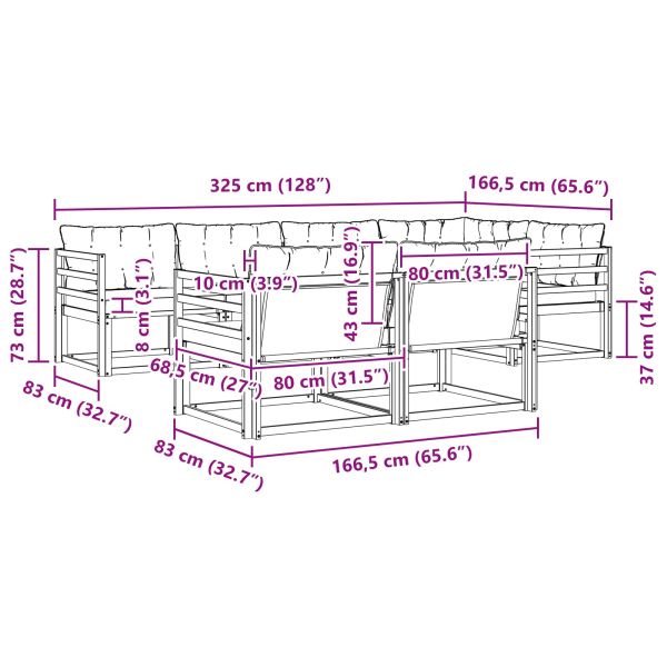 Комплект дивани за открито 7 pcs Естествено и светло сиво