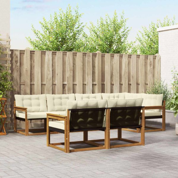 Комплект дивани за открито 7 pcs Натурален и Крема