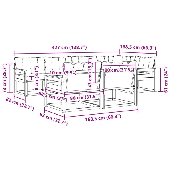 Комплект дивани за открито 7 pcs Естествено и светло сиво