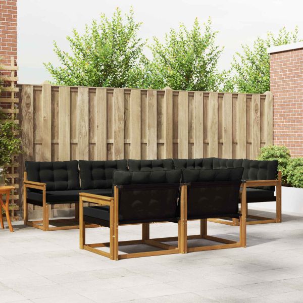 Комплект дивани за открито 7 pcs Естествено и черно