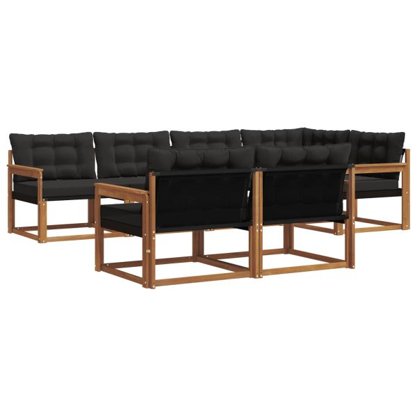 Комплект дивани за открито 7 pcs Естествено и черно