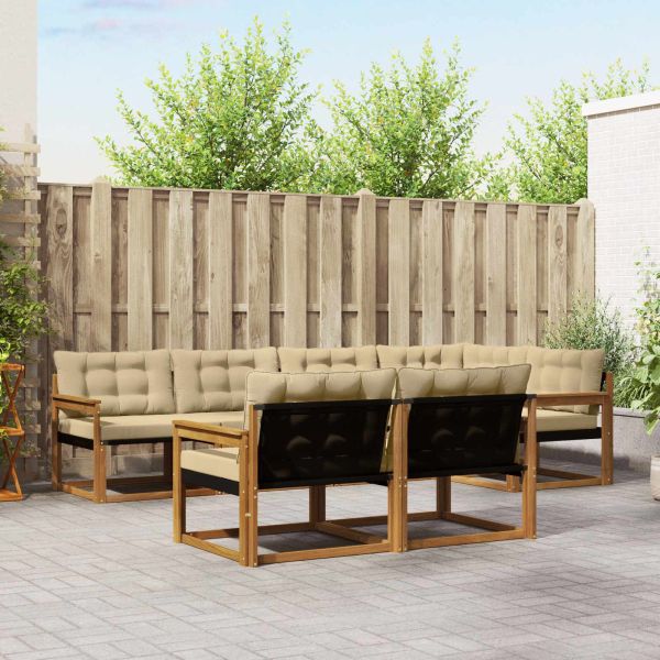 Комплект дивани за открито 7 pcs Натурален и Бежов