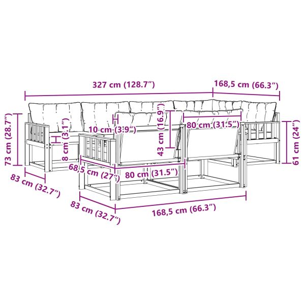 Комплект дивани за открито 7 pcs Естествено и светло сиво