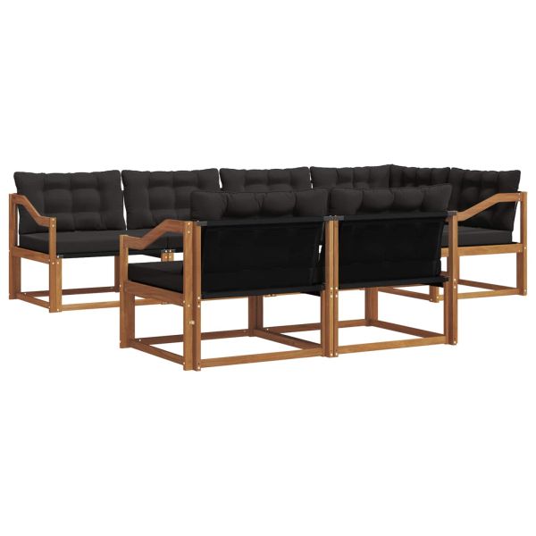 Комплект дивани за открито 7 pcs Естествено и черно